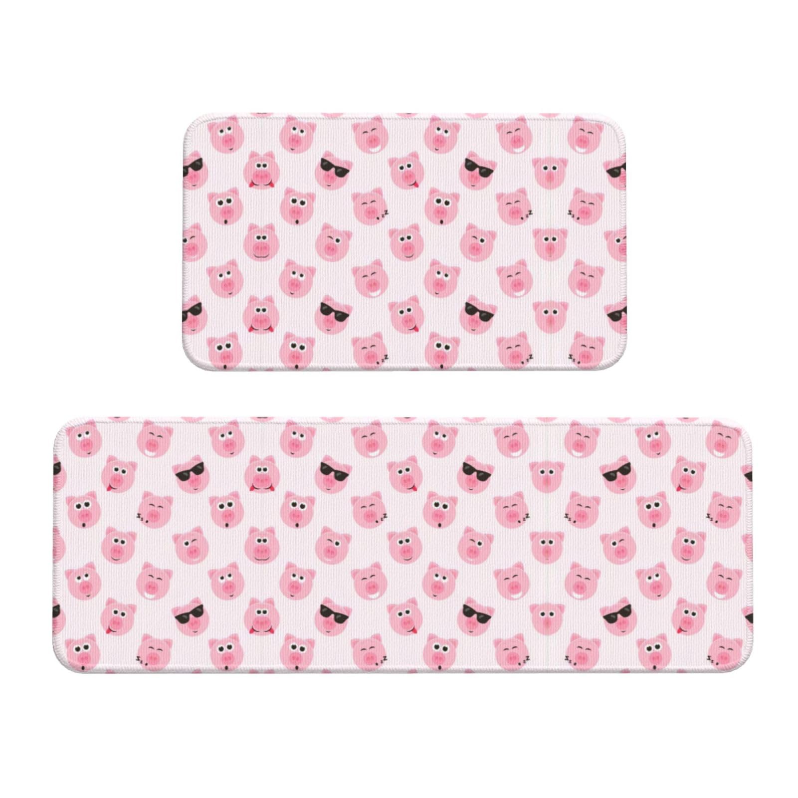 Tapis évier de cuisine antidérapant lot de 2 cochon rose douceur maison