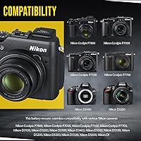 Vista 6 de BM Premium Batería EN-EL14A para Nikon D3100, D3200, D3300, D3400, D3500, D5100, D5200, D5300, D5500, D5600, DF, Coolpix P7000, P7100, P7700 Digital