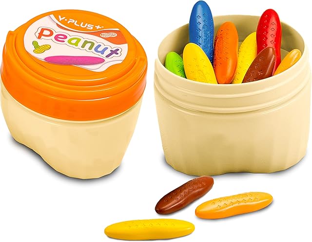 YPLUS Peanut Crayons for Kids with Bucket, 24 Colors Toddler Crayon with Box, Washable Crayones for Baby Kids, Coloring Supplies Gift