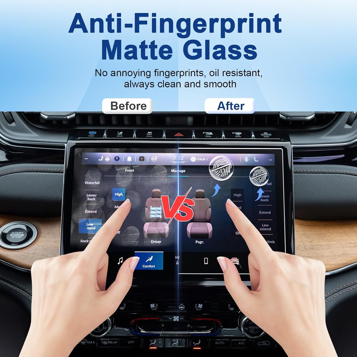 Anti-Glare Matte for Jeep Grand Cherokee 2022-2025 Screen Protector, (Limited/Overland/Summit/Summit Reserve/Trailhawk) 10.1-inch Touchscreen, 9H Tempered Glass 2025 Grand Cherokee Accessories