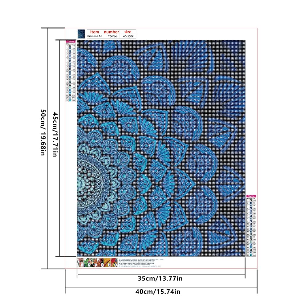 DCIDBEI Large and Clear Diamond Painting Mandala Blue 40 x 50 cm Diamond Painting Mandala Canvas Diamond Painting Adult Mandalas Painting by Numbers Transcendental Awakening Endless Changing - Image 2