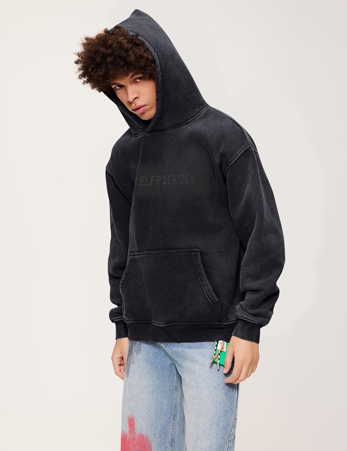 Aelfric Eden Hoodies Mens Acid Wash Hoodie Oversized Vintage Heavyweight Cotton Fleece Hooded Pullover Sweatshirt - Image 8