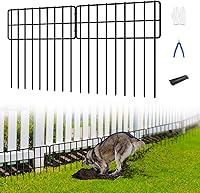 COLRASN 30 Panels No Dig Fence: 1.2in Gap Rustproof Metal Barrier, 13in H x 30ft L for Rabbits, Cats & Small Dogs - Garden Protection