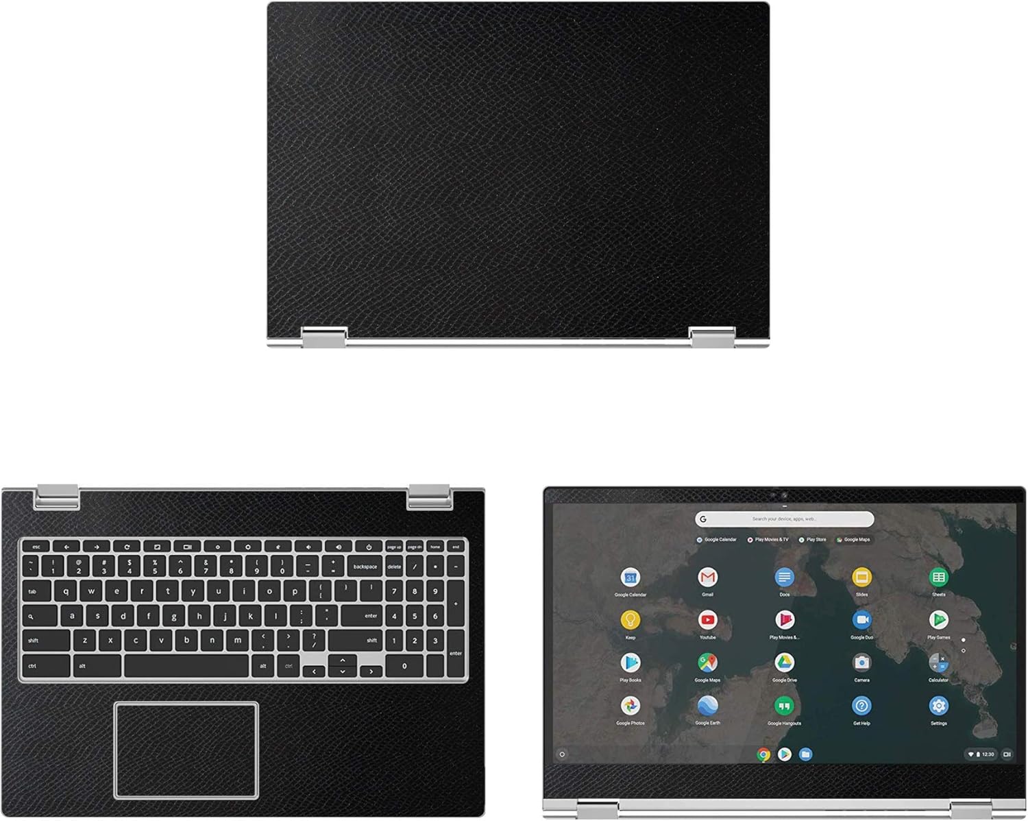 Decalrus - Protective Decal for Lenovo Chromebook C340-15 (15.6" Screen) Laptop Black Texture Snake Pattern Skin case Cover wrap SNKlenovoChrmbk15_C340Black