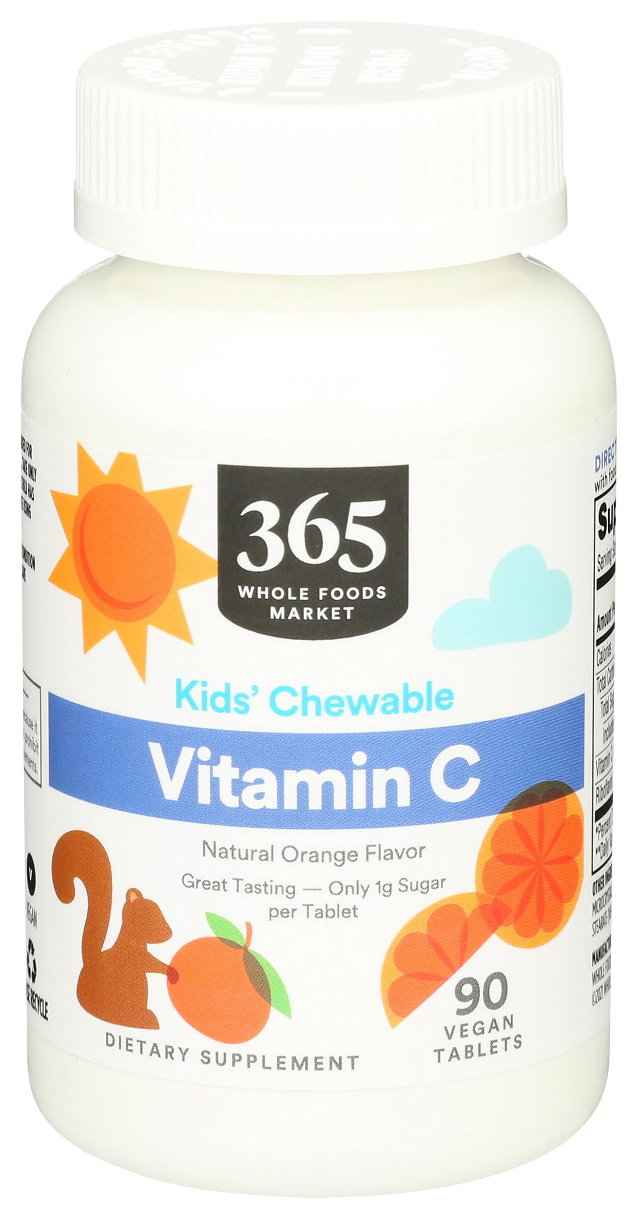365 by Whole Foods Market, Kid' Chewable Vitamin C, Natural Orange Flavor, Vegan, 90 Count