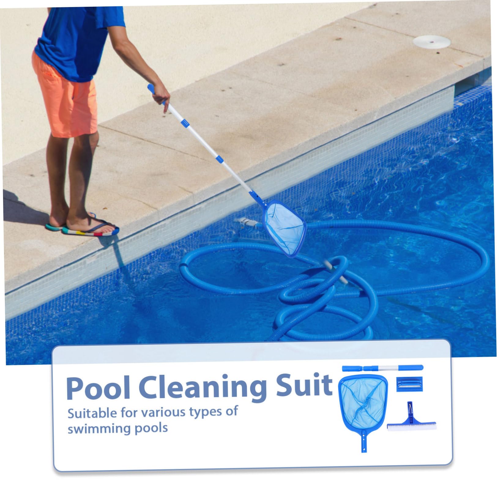 ifundom Reinigungsset Umfassenden Reinigung Bodensauger Pool mit Schwimmbad Skimmer Aluminiumlegierung Blauem Pp Effektive Bodensauger zur und Öffentliche Pools und Poolböden