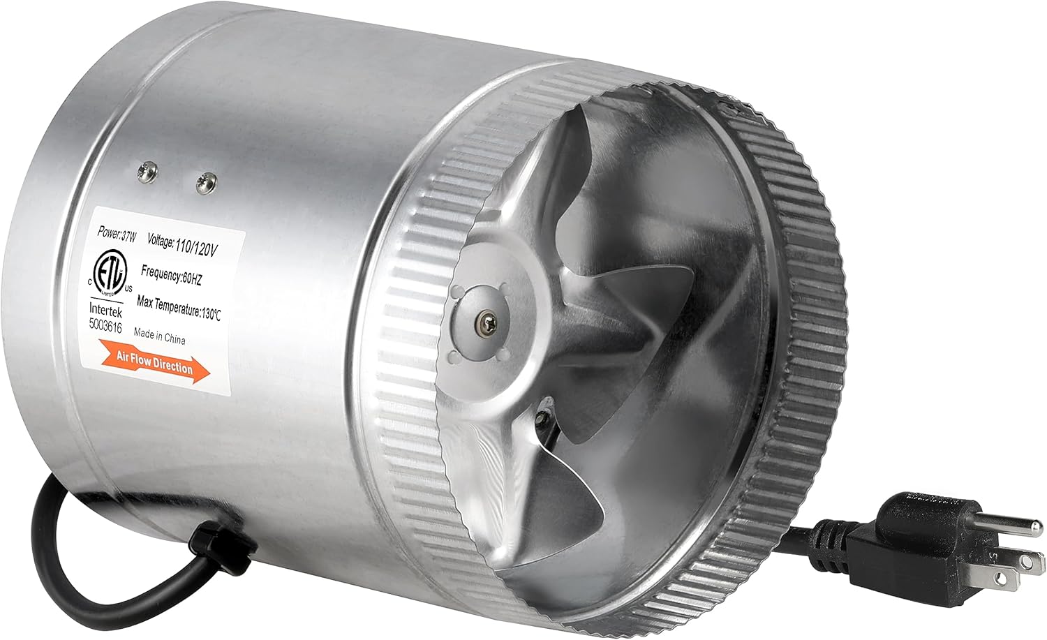 iPower 6 Inch 240 CFM Low Noise Inline Ducting Booster Fan for HVAC Exhaust with 5.5' Grounded Power Cord, 6" 6" Fan 1 Pack New