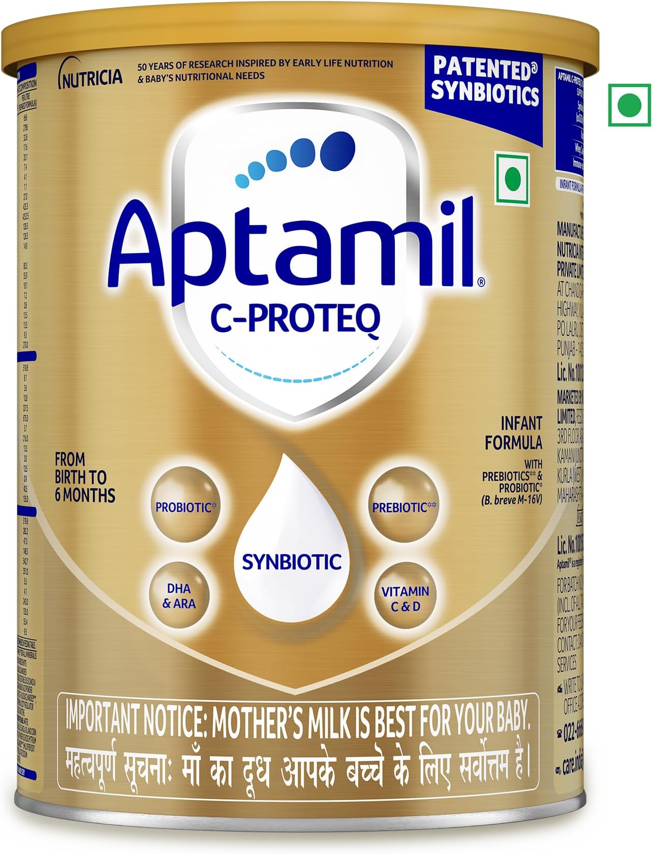 C-ProteQ, Infant Milk Formula for babies (From Birth to 6 months)- With Synbiotics, Prebiotics, Probiotics, DHA, Vit.C&D, 400 g Tin