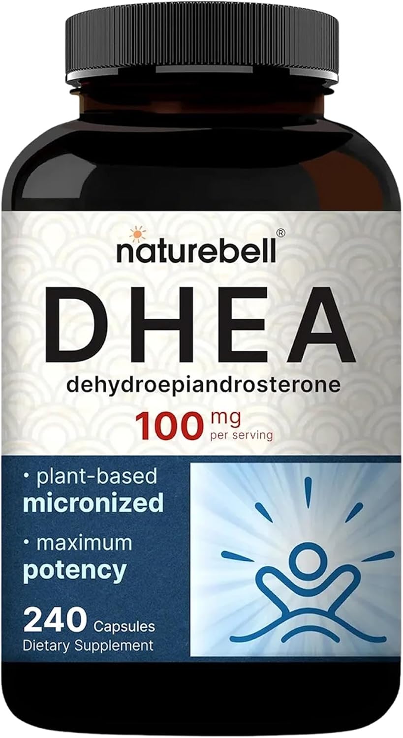 NatureBell DHEA 100mg - 240 Capsules - DHEA Supplement for Energy Levels, Immune Health & Healthy Aging Support - Highly Bioavailable* - Non-GMO & Gluten Free