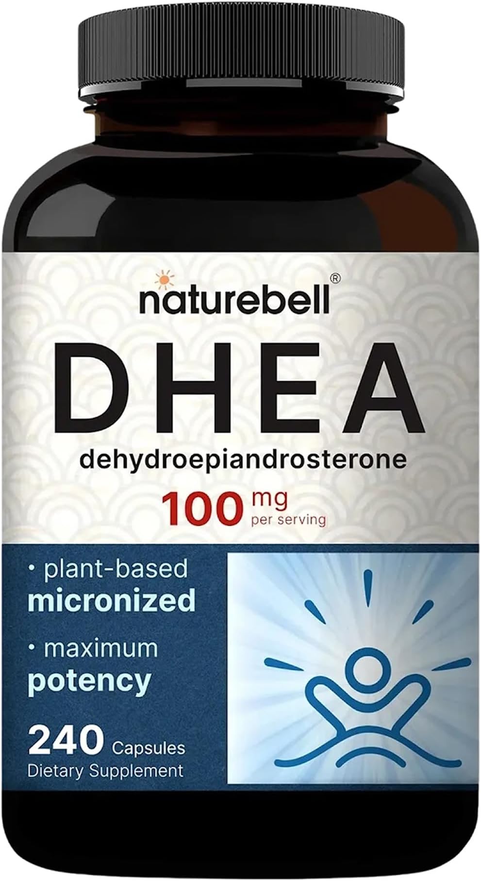 NatureBell DHEA 100mg - 240 Capsules - DHEA Supplement for Energy Levels, Immune Health & Healthy Aging Support - Highly Bioavailable* - Non-GMO & Gluten Free