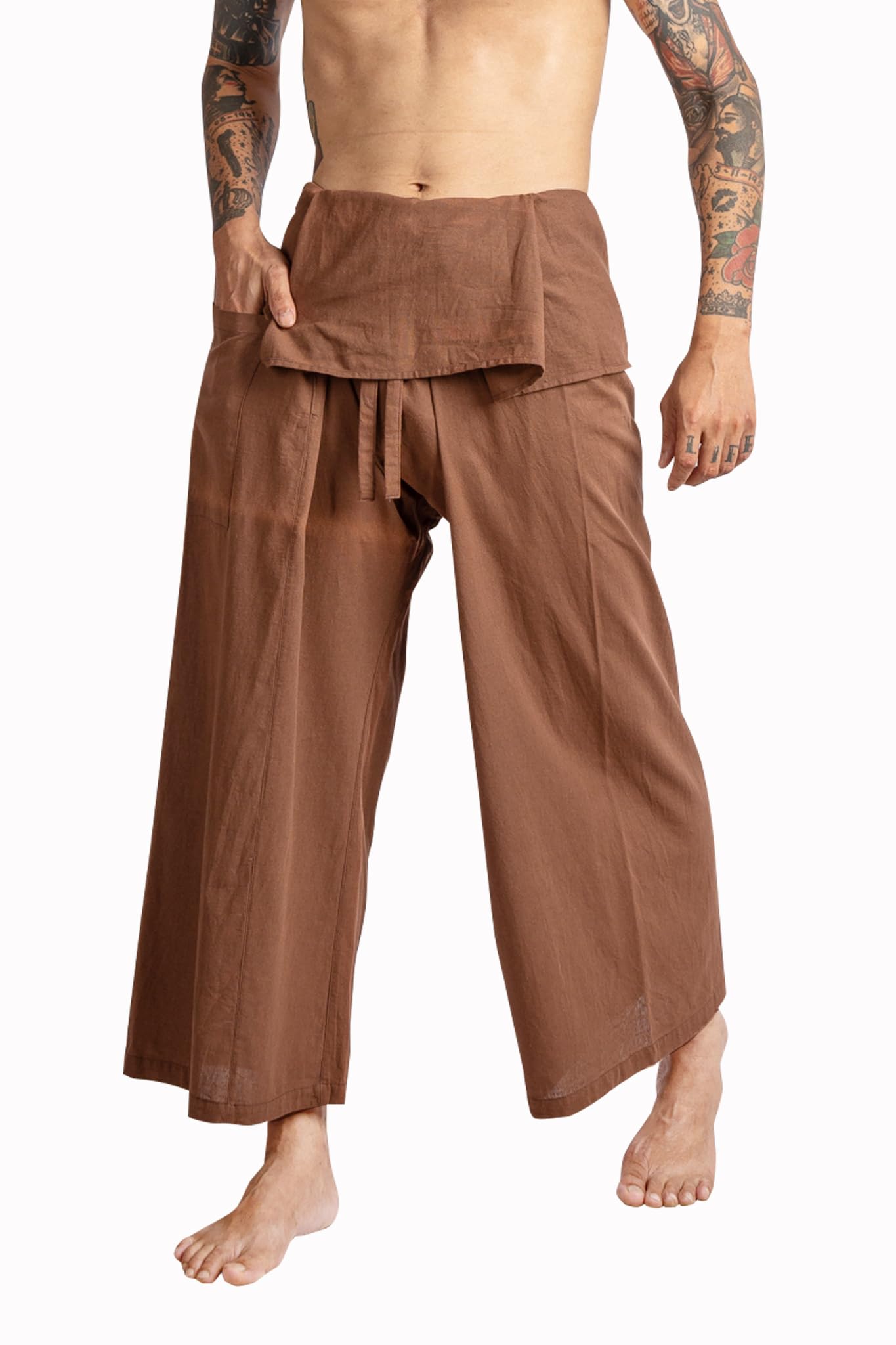 LannaPremiumThai Fisherman Pants - Hakama Pants Adjustable & Stylish for Yoga, Meditation, Dance, Martial Arts & More