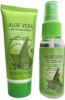 Makeup Primer for Face - Primer Makeup Setting Spray - Face Primer - Moisture Smooth Tender Skin - Matte Finish Flawless Cosmetic Set Kit - Conceal Pore Minimizer Natural Looking Radiance (ALOE VERA)