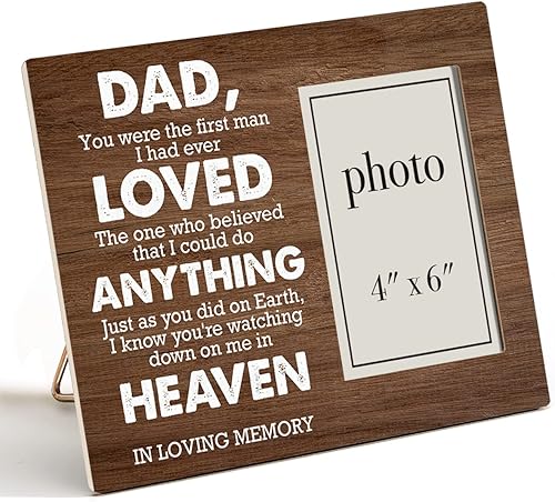 Zauly Marco de fotos de madera para regalo de condolencias para padre, en memoria amorosa de papá, marco de fotos de madera conmemorativo, regalos