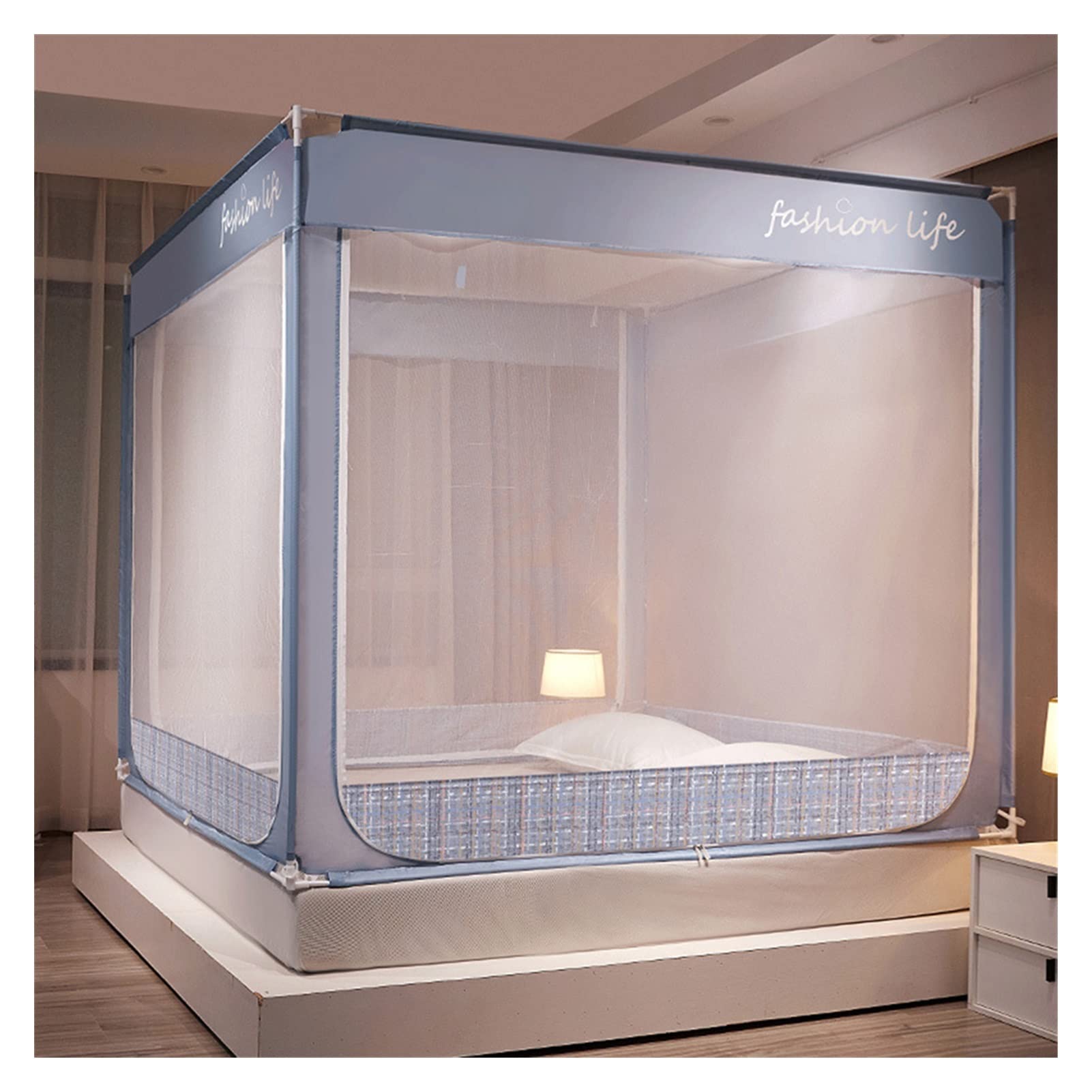 DXTFDHB Mosquito Net Tent Canopy Curtains for Beds Pop Up Mosquito Net Tent King Size Portable Mosquito Netting with Bottom for Adults(Grey,1.8 * 2.0m)