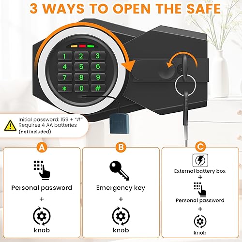 Miniatura 6 de Caja fuerte grande ignífuga de 5.6 pies cúbicos para negocios, caja fuerte de dinero antirrobo con ranura de caída de posición rápida, teclado