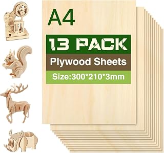 A4 Sperrholzplatte 3mm, 13 Stück Holzbrettchen 300x210mm | Holz Holzplatte Leimh