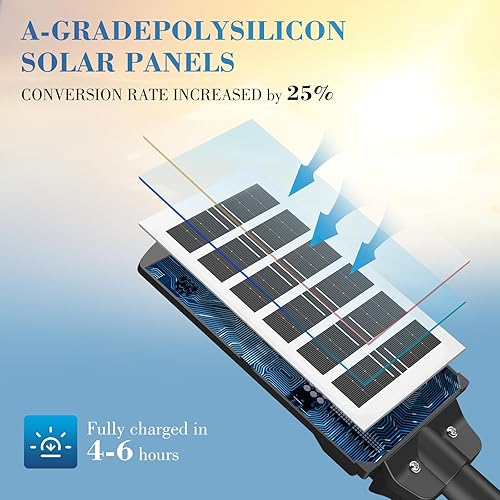 Miniatura 3 de Luces solares para exteriores, IP66 impermeable con sensor de movimiento, luz de calle solar, luz de inundación LED de 6500 K del atardecer al