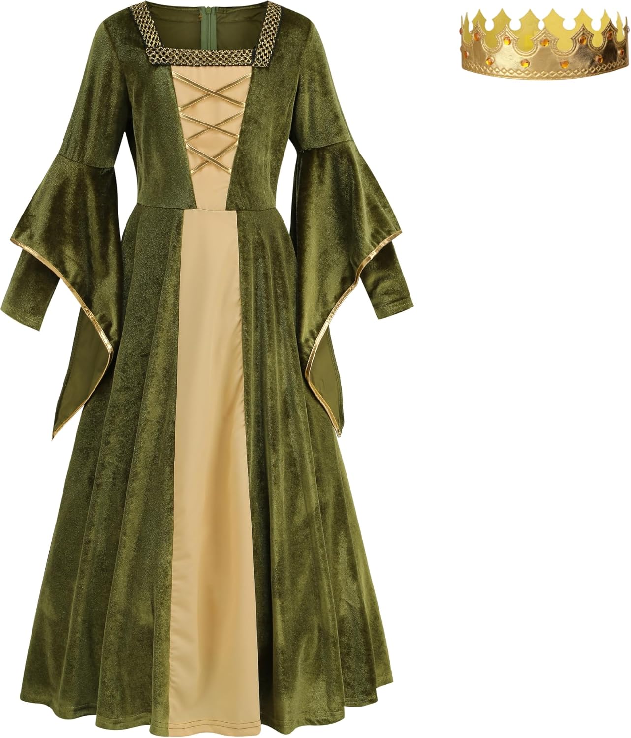 GRAJTCIN Girls Medieval Dress Renaissance Princess for Kids Halloween Outfit Costume 2 PCS