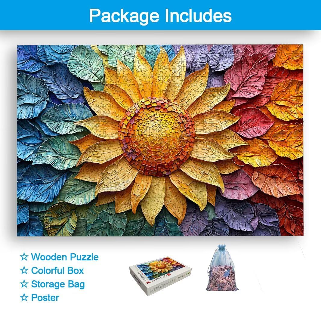 Puzzle 5000 Piezas, Puzzle Girasol de Madera para Adultos, Regalos -2474