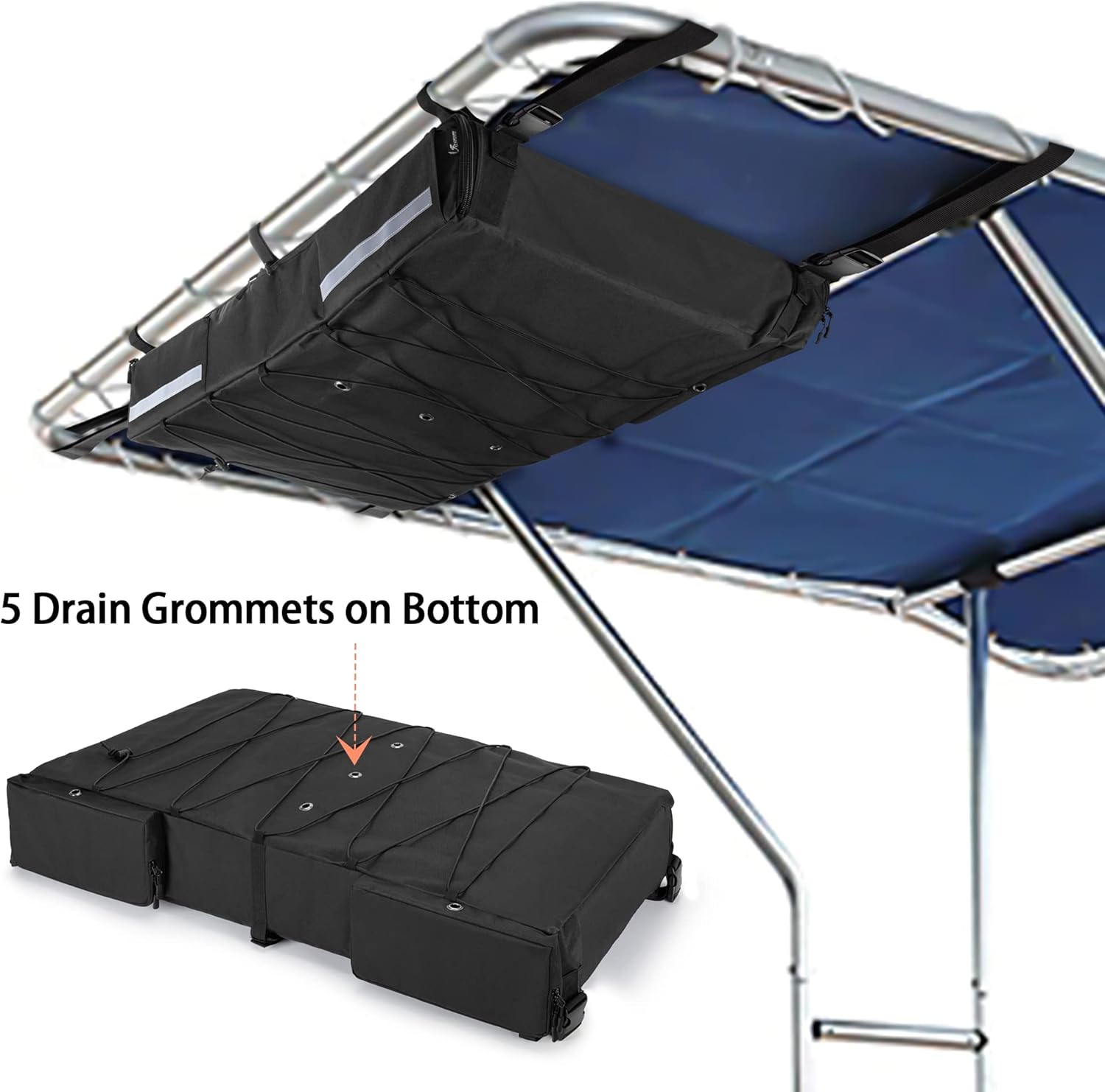 Fasrom T-top Storage Bag for Boat Life Jackets, Holds up to 4/6 Type II Life Jackets, Black (NOT INCLUDES LIFE JACKETS)