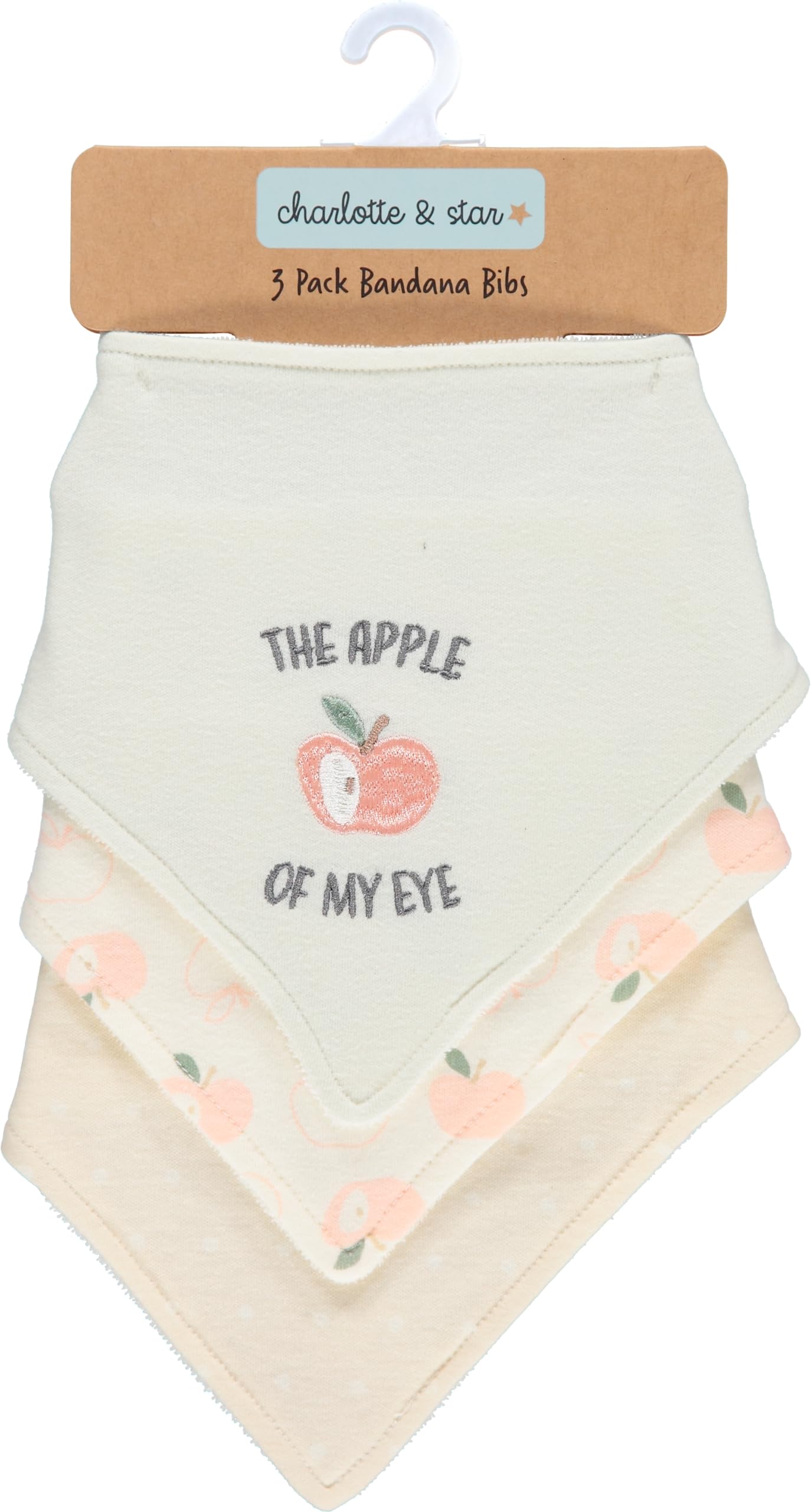 Cudlie Little Beginnings 3-Pack Bandana Set for Babies, Nursery Bibs for Drooling and Teething, Burp Cloth for Infants, Apples and Daisy