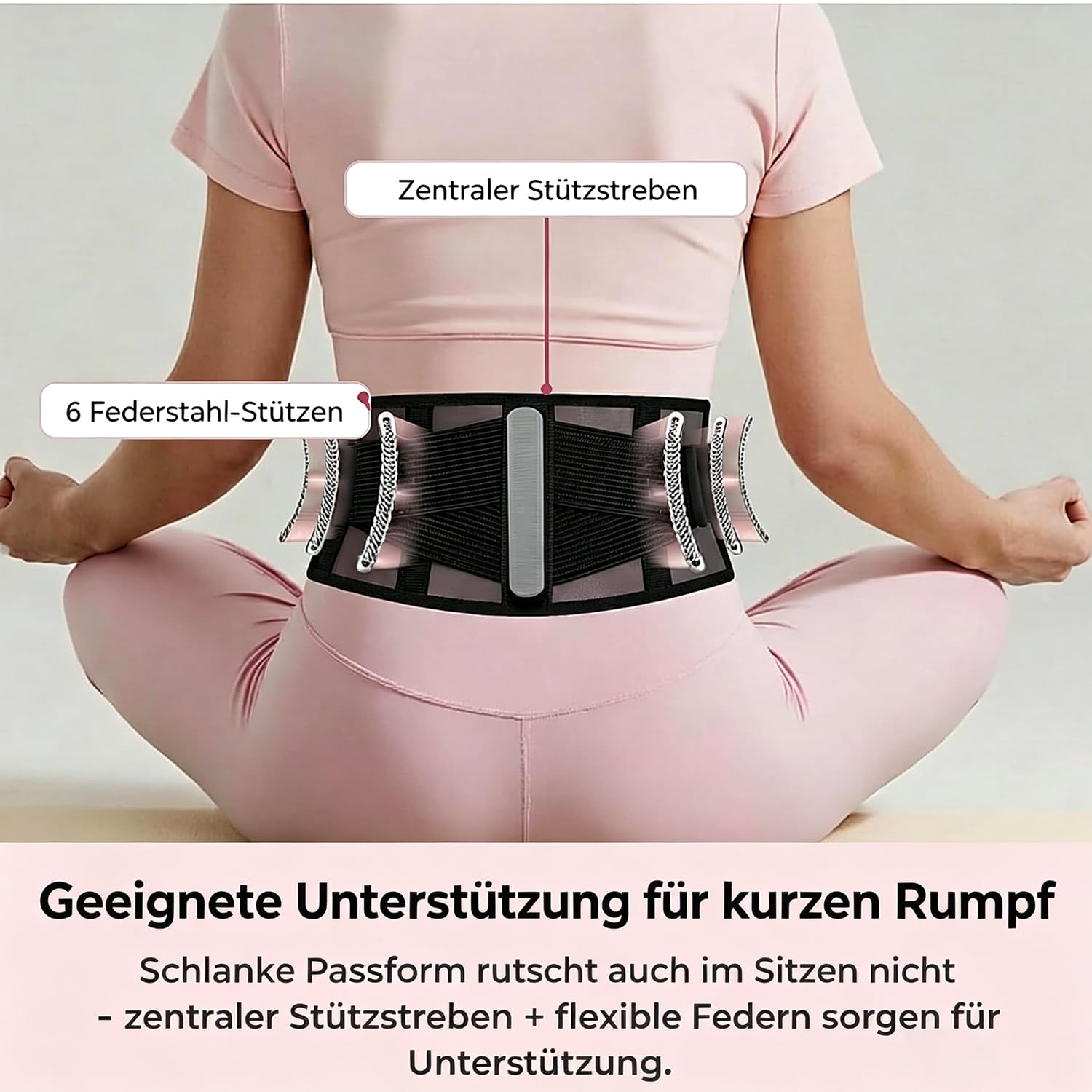 cybryeh Ultra-atmungsaktive und dünne Rückenstütze bei Rückenschmerzen im unteren Rücken – leichter, verstellbarer Rückenstützgürtel für Damen und Herren