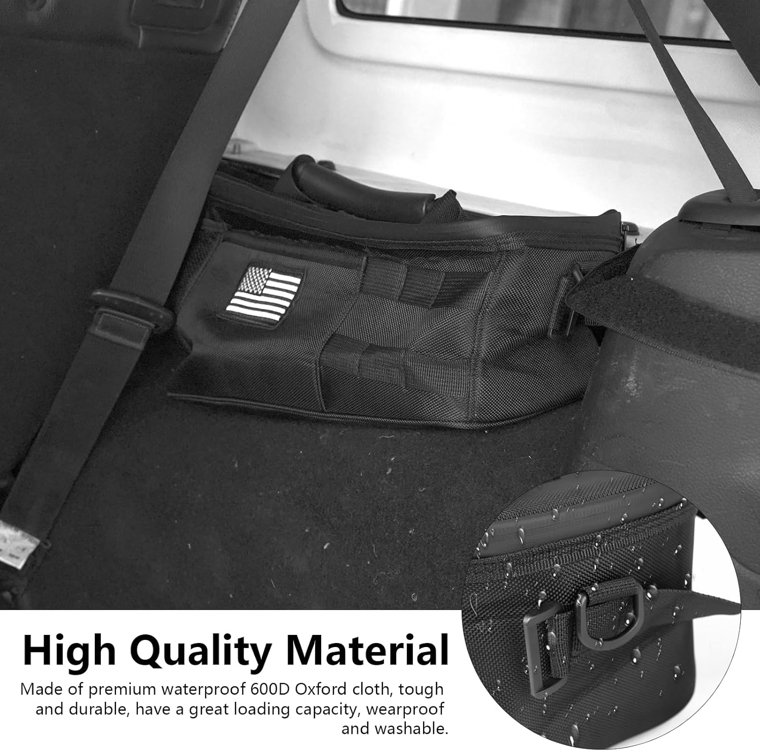 Wrangler Wheel Well Side Storage Bag Rear Trunk Organizer Bag with Grab Handles Interior Accessories Fit for Jeep Wrangler JK & Unlimited 2007-2018 4 Door (2 packs)