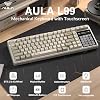 Teclado mecánico inalámbrico gamer Aula L99 cremoso con pantalla táctil inteligente | Tri-modo intercambiable en caliente personalizable, retroiluminación RGB, keycaps PBT, montaje gasket con sonido cremoso para oficina PC, 84 teclas 3