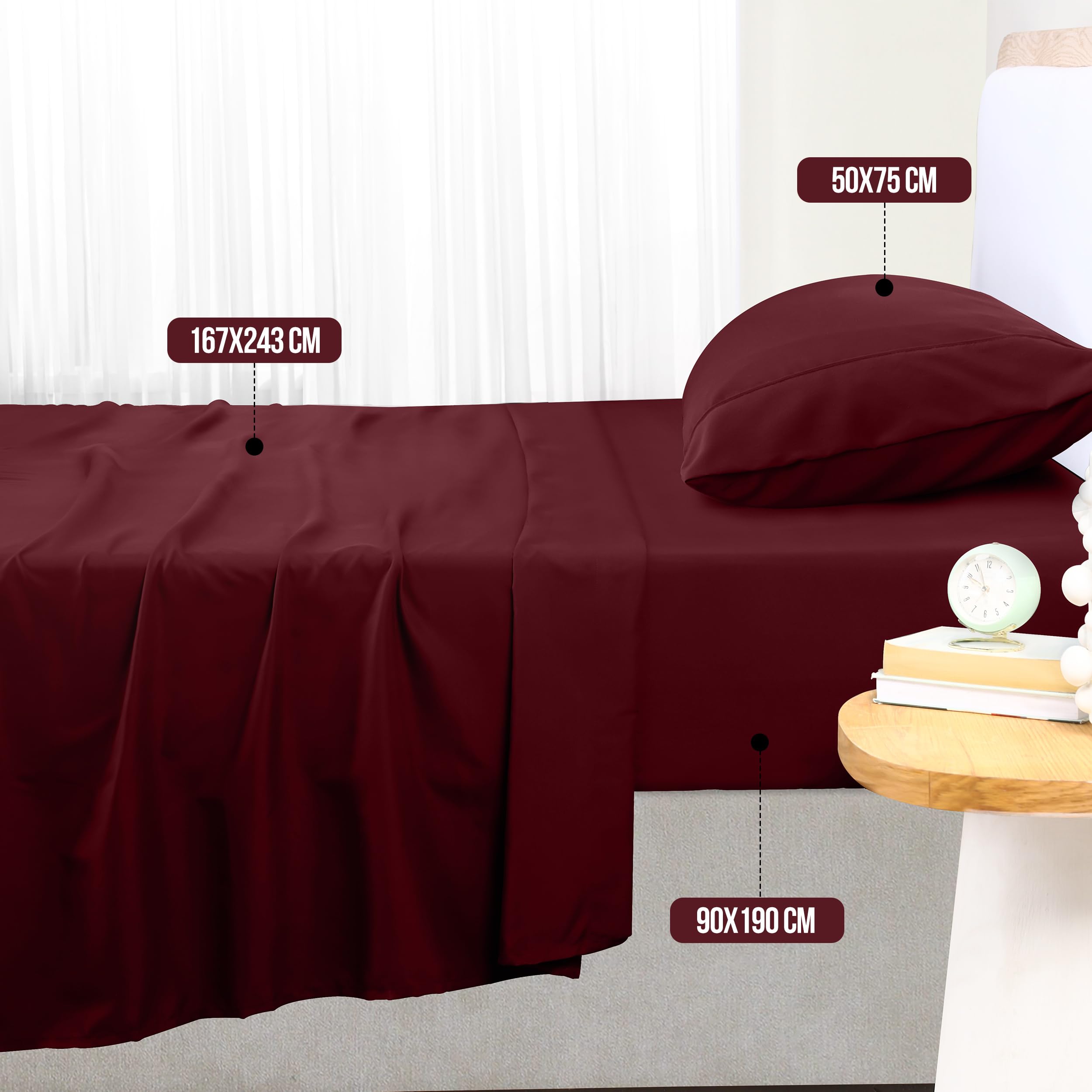 Utopia Bedding Juego de Sabanas 4 Piezas 135x190 - Poliéster Microfibra Cepillada - Oeko-Tex Certificado - Sábana Bajera, Sábana Plana y 2 Fundas de Almohada 50x75 (Cama 135, Gris) — view 144