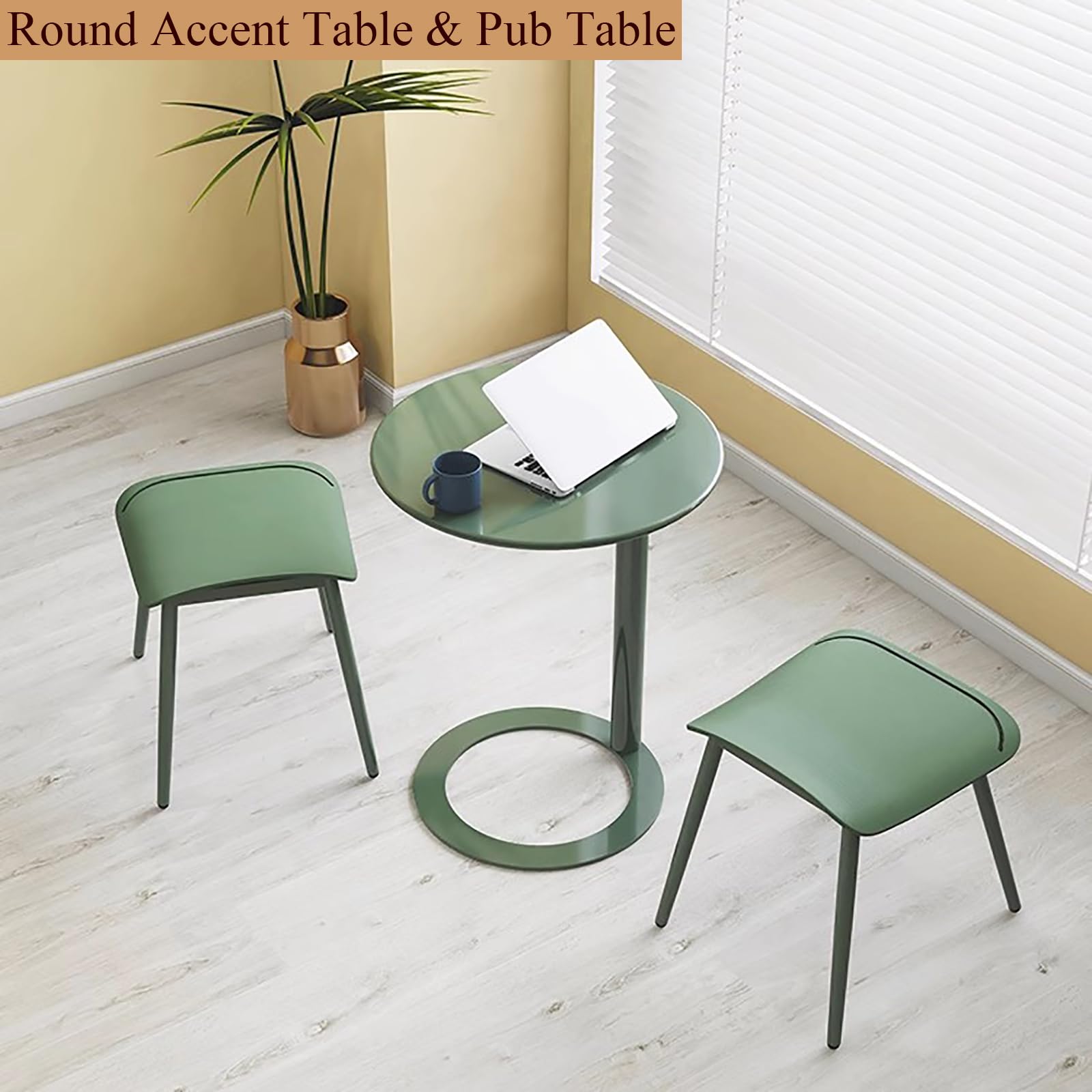 C-Shaped Side Table with Round Base, Small Sofa Table, Home Decor Bedside Tables, Round Metal End Tables for Small Space Living Room Bedroom(18.9" W×22" H, Green A)