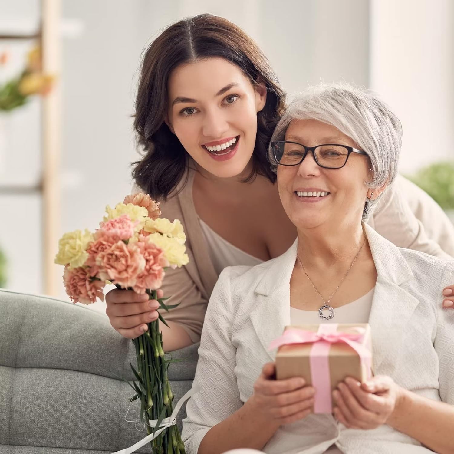 Birthday Gifts for Women, Sterling Silver Chain Circles Necklace 30th 40th 50th 60th 70th 80th 90th Birthday Necklace for Her Woman 30 40 50 60 70 80 90 Years Old Birthday Gifts for Women - Image 4