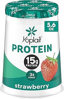 Yoplait Protein Yogurt Cultured Dairy Snack Cup, Strawberry Flavored, Gluten Free Protein Snacks, 5.6 oz