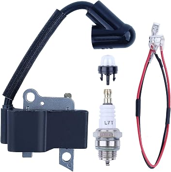 Ignition Coil Module & Spark Plug Kit For Husqvarna 135 140 435 440 445 450 Rancher Jonsered CS2240 CS2245 CS2250 McCulloch CS350 CS390 CS410 CS450 GZ381 Chainsaw 573935702 576705602 573935701