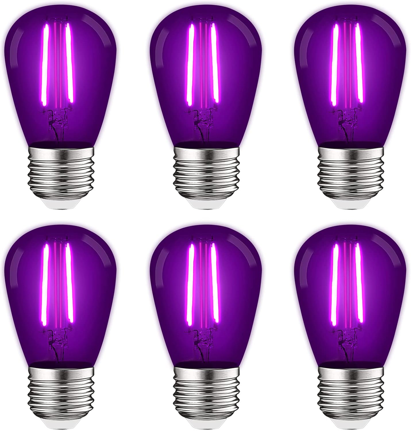LUXRITE S14 Edison LED Purple Light Bulbs, 0.5W, Colored LED Bulbs for