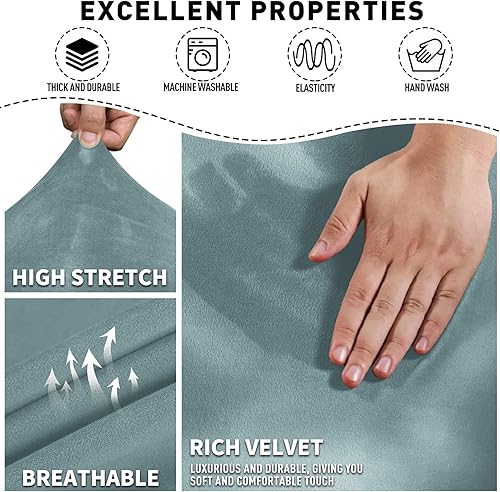 Vista 23 de MAXIJIN - Funda para sillón reclinable de terciopelo de 4 piezas, elástica, afelpada, gruesa y suave, con bolsillo lateral (camello)