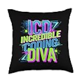ICD Incredible Coding Diva Female Medical Coder Throw Pillow