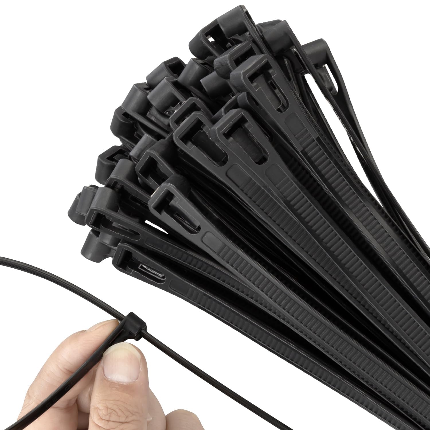 Armpow Fascette riutilizzabili bianche recuperabili da 45,7 cm, 500 pezzi, per esterni, 54,4 kg, fascette per cavi, fascette in plastica rilasciabili, fascette rimovibili per la gestione dei fili del