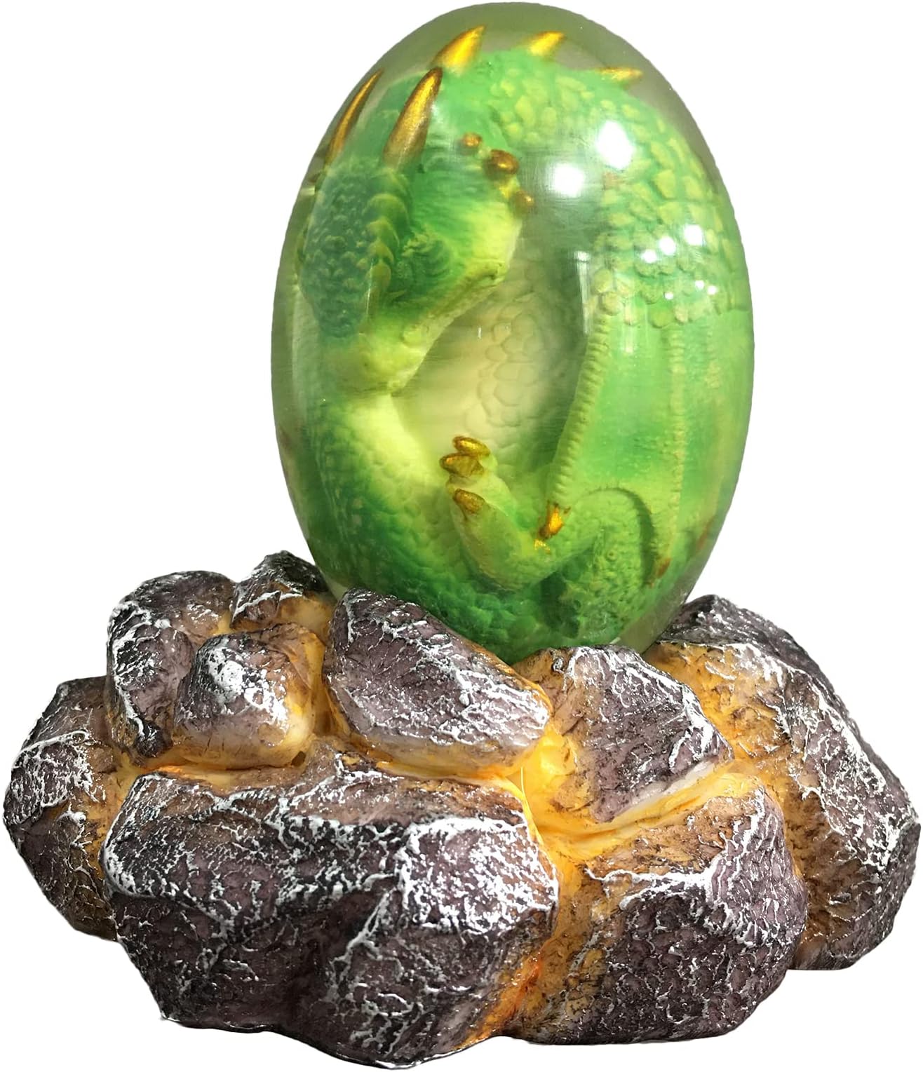 Lava Dragon Eggs with Lighted Base, Dream Crystal Transparent Dragon Egg Handmade Sculpture Dragon Eggs Resin Ornaments