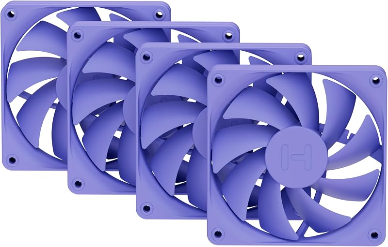 Hyte Flow FA12 120mm PC Case Fans 4-Pack, High Performance, Low Noise, 1500 RPM, 4-Pin PWM, Fluid Dynamic Bearing - Taro Milk (Purple)
