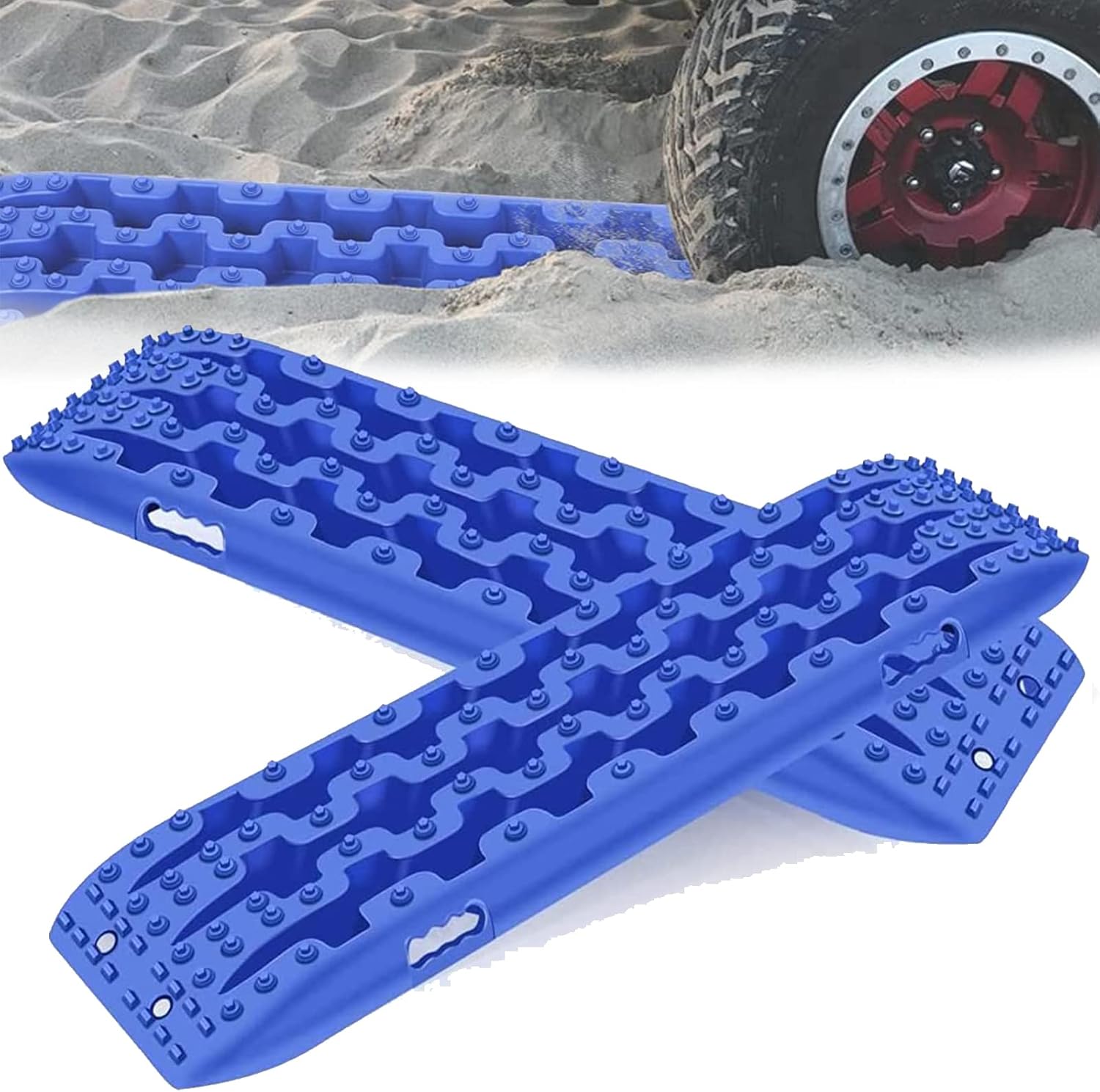 106cm/41.73in OffRoad Traction Boards, Pair Recovery Tracks Traction Mat for 4WD Jeep Mud, Sand