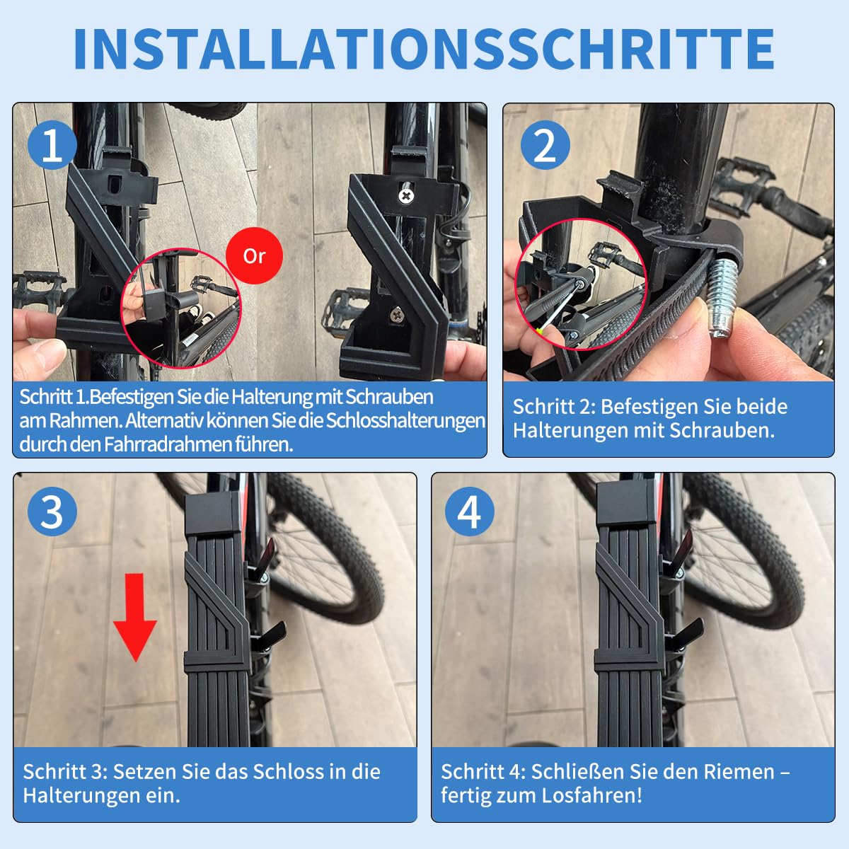 Antivol de vélo pliable avec clé pour une grande sécurité, antivol de vélo de qualité supérieure avec maillons robustes pour vélo, vélo électrique, scooter et scooter électrique