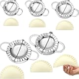 Vesici 5 Pack Stainless Steel Dumpling Maker Dumpling Press Perogies Maker Press Dumpling Wrapper Stamp Ravioli Mold Pastry Dough Cutter Various Sizes Kitchen Accessories, 2.95/3.35/3.74/4.92/5.91 In