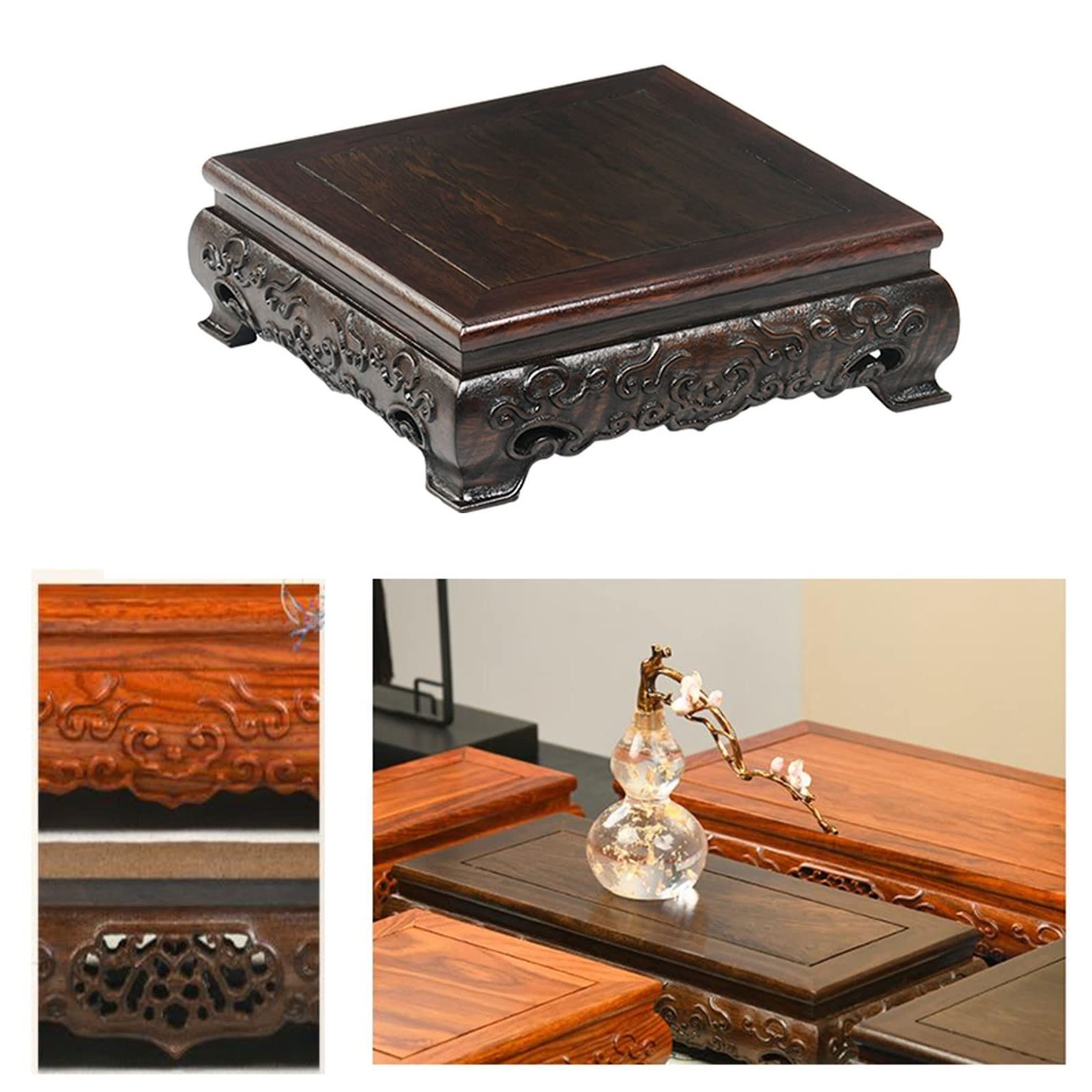 Amazon.co.jp: 木製花器台 四角形の木のティーポットベースの花瓶の