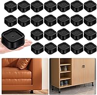 Vista 15 de shouwuhho Paquete de 16 Elevadores de Muebles Ajustables Elevadores de Cama de Servicio Pesado Elevan Altura 1", Elevadores de Cama Cuadrados Negro