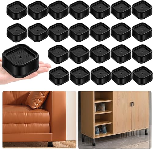 Vista 15 de shouwuhho Paquete de 16 Elevadores de Muebles Ajustables Elevadores de Cama de Servicio Pesado Elevan Altura 1", Elevadores de Cama Cuadrados Negro