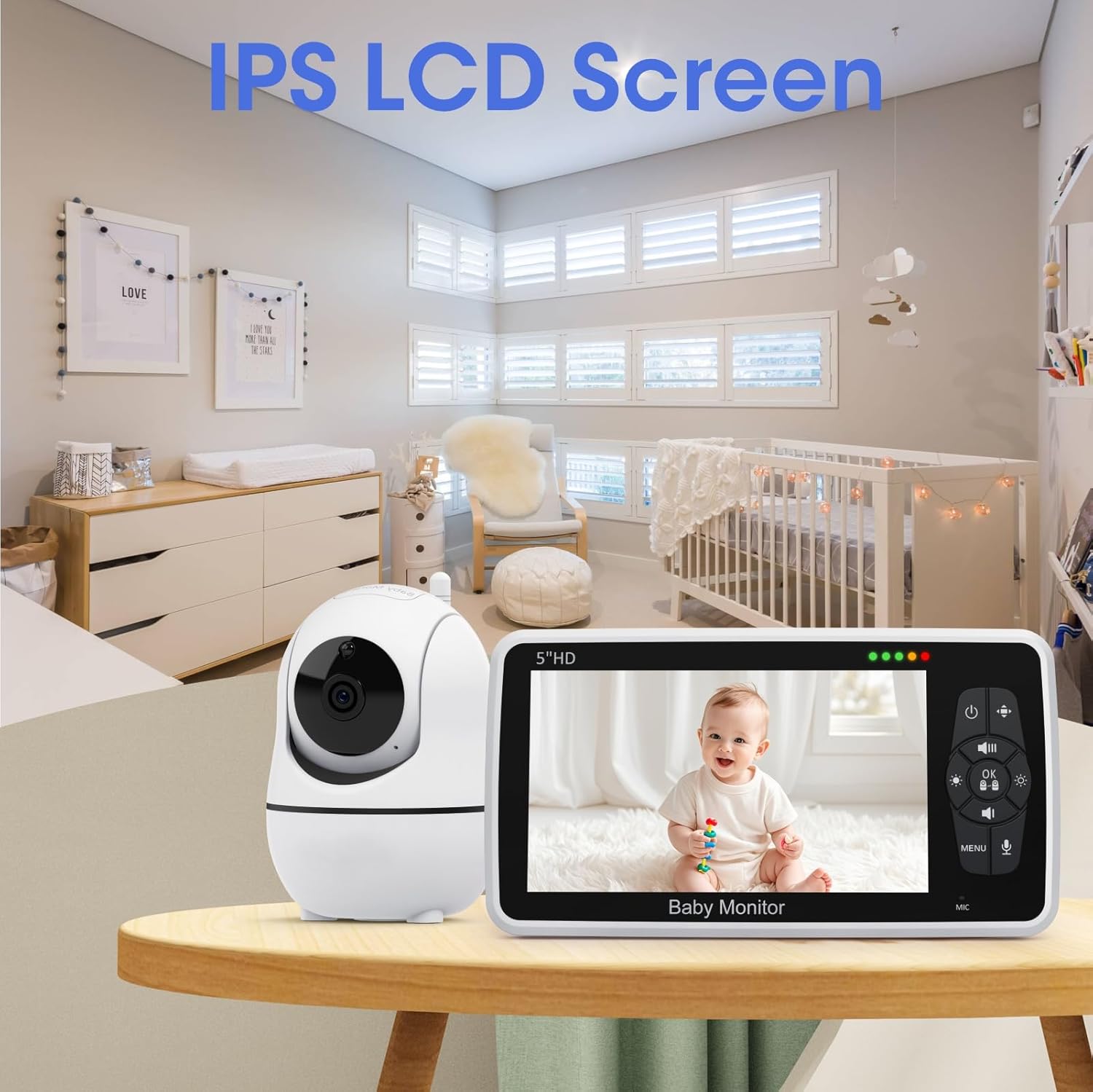 Babystar Baby Monitor with Camera and Audio, 720P HD Resolution 5" Display, 4000mAh Up to 22 Hour Battery, Remote Pan-Tilt-Zoom, No WiFi, VOX, Night Vision, 2-Way Audio, Lullabies, Temperature Sensor