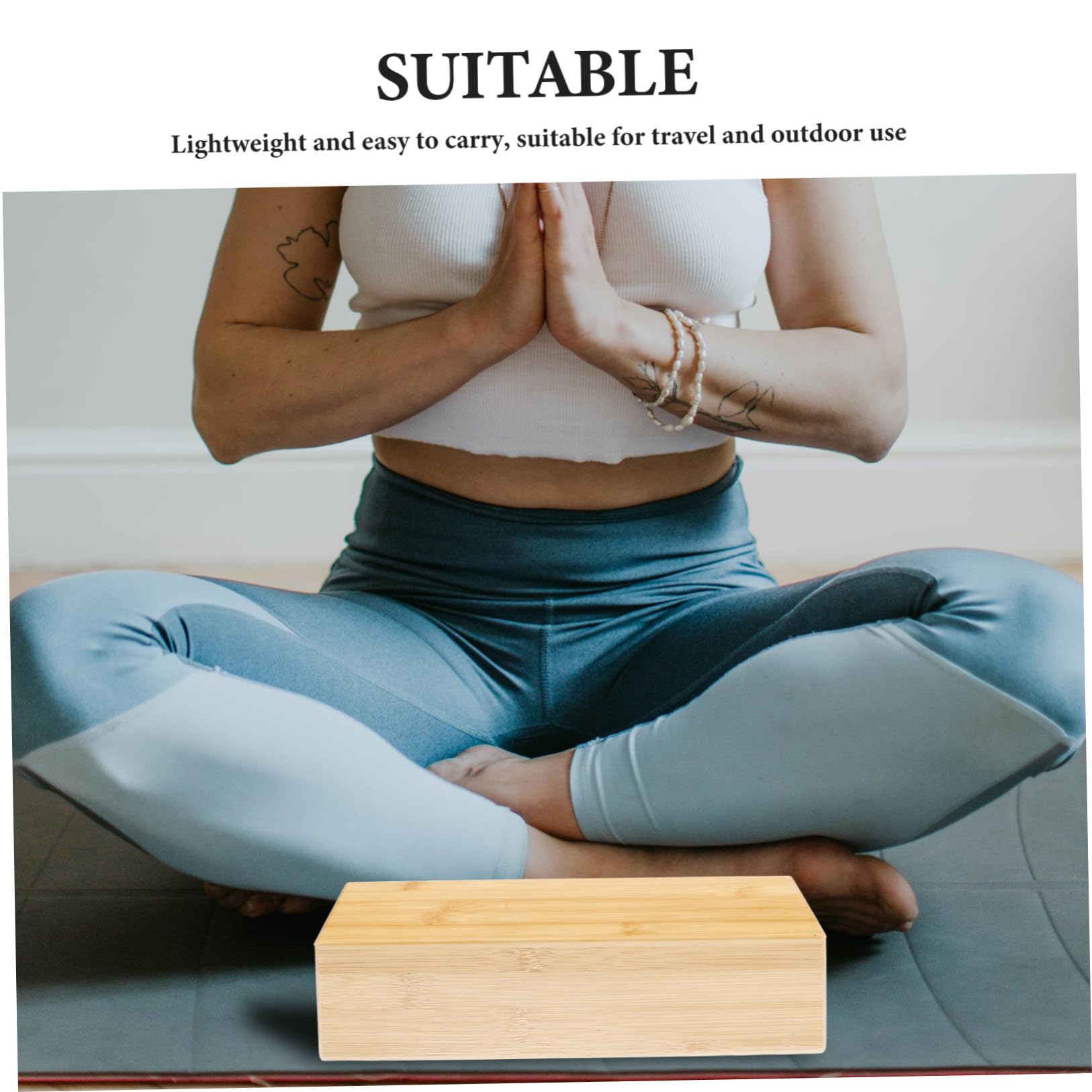 TOYANDONA Mattoncino Yoga in Bambù Naturale per Allenamento Danza e Yoga, Blocco Antiscivolo Leggero e Resistente, per Esercizi di Flessibilità a Casa