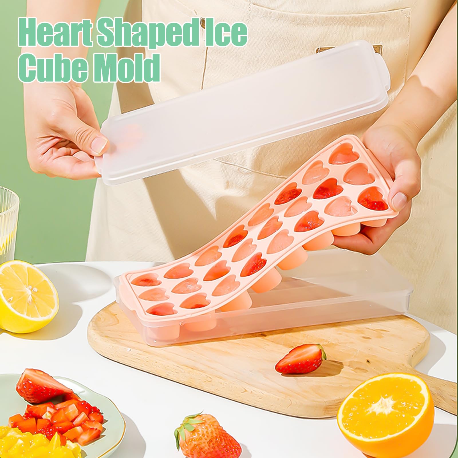 Stampo Per Ghiaccio A Forma Di Cuore - 24 Formine In Silicone, Con Coperchio, Senza BPA - Foto 10