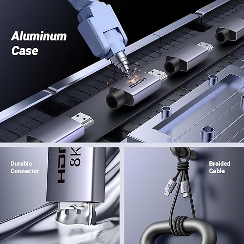 Miniatura 6 de UGREEN Cable HDMI 2.1 de 8K de 48 Gbps de 10 pies, cable HDMI de alta velocidad certificado de aluminio, 4K 240Hz 120Hz 8K 60Hz, HDCP 2.2 y 2.3,