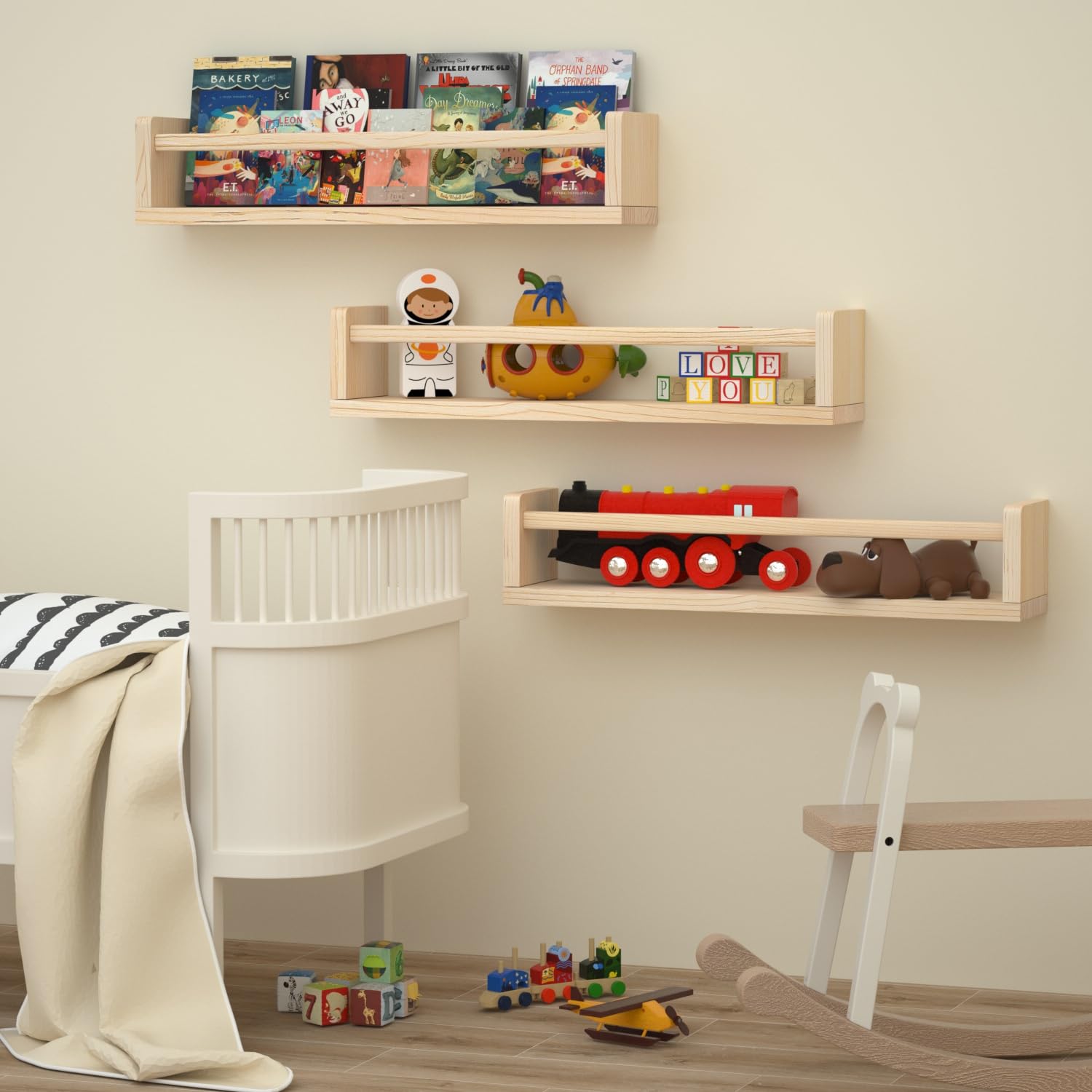 étagère Flottante Salon Lot De 3 étagères Murales En Bois Avec Paniers Métalliques - Design Pratique Pour Salon, Cuisine, Salle De Bain Rangement Avec Panier Métallique